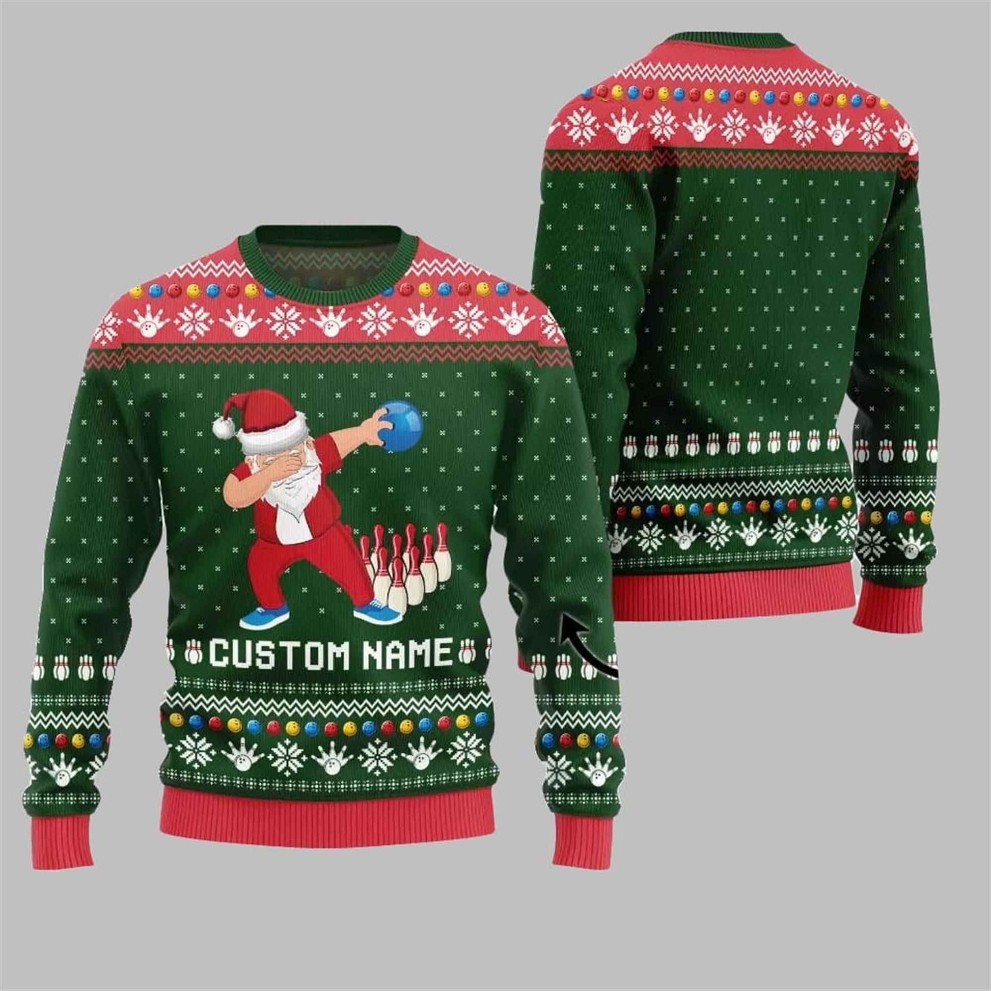 2026 Christmas Dabbing Santa Bowling Ugly Sweater - Moonbestprint