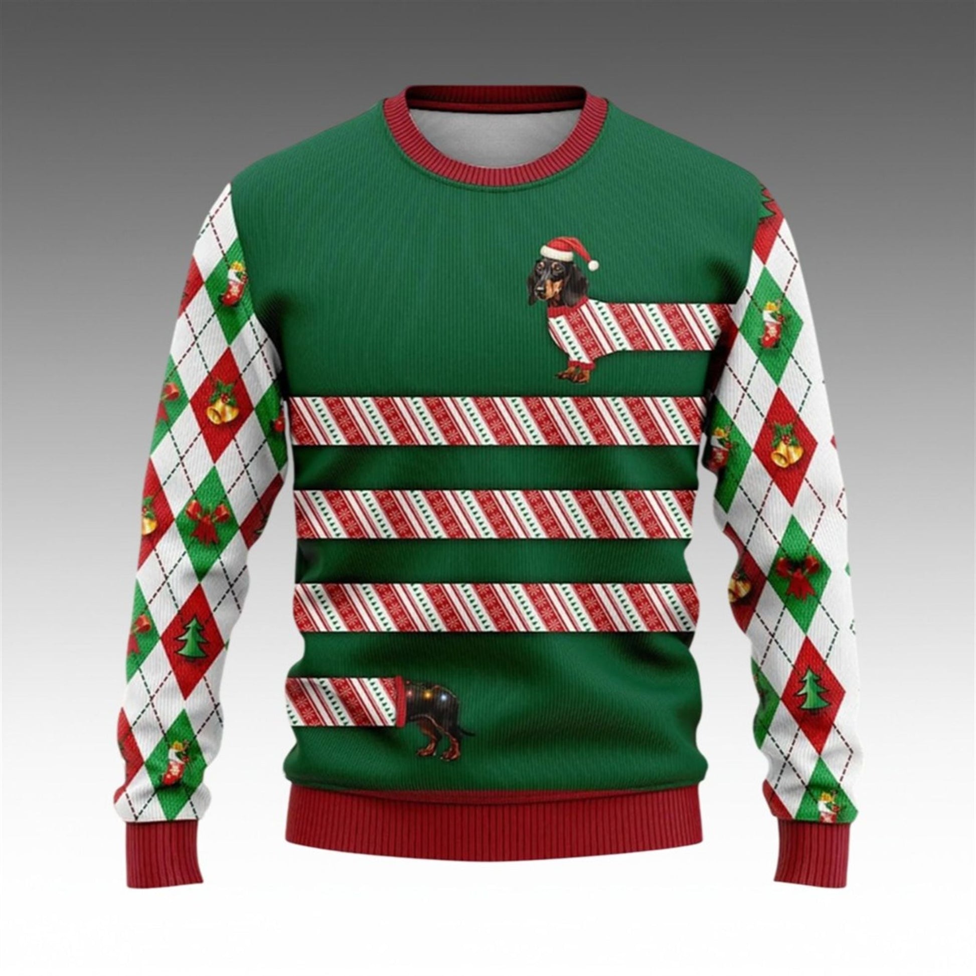 2026 Christmas Dachshund Candy Cane Ugly Christmas Sweater - Moonbestprint