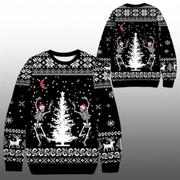 2026 Christmas Dancing Skeleton Ugly Sweater - Moonbestprint