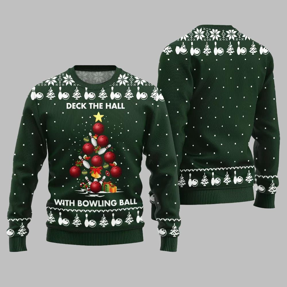 2026 Christmas Deck The Hall With Bowling Ball Xmas Sweater - Moonbestprint