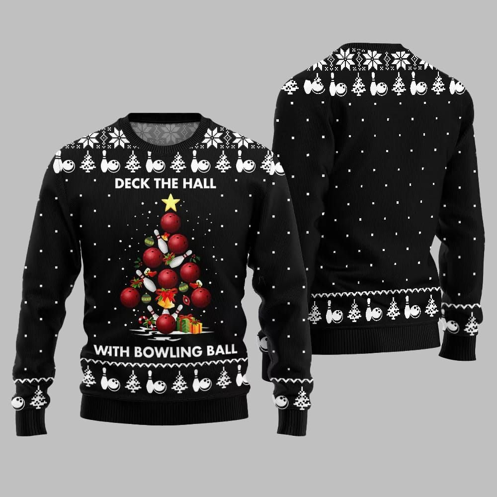 2026 Christmas Deck The Hall With Bowling Ball Xmas Sweater - Moonbestprint