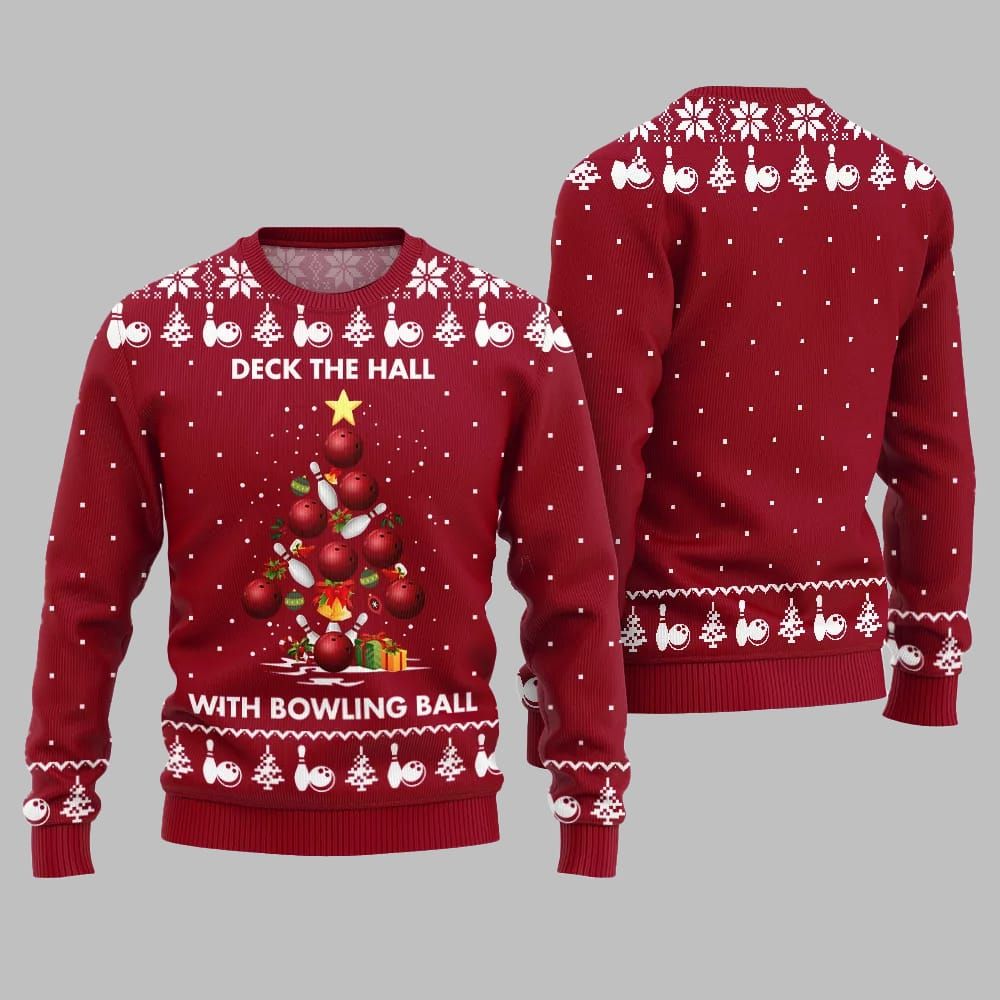 2026 Christmas Deck The Hall With Bowling Ball Xmas Sweater - Moonbestprint
