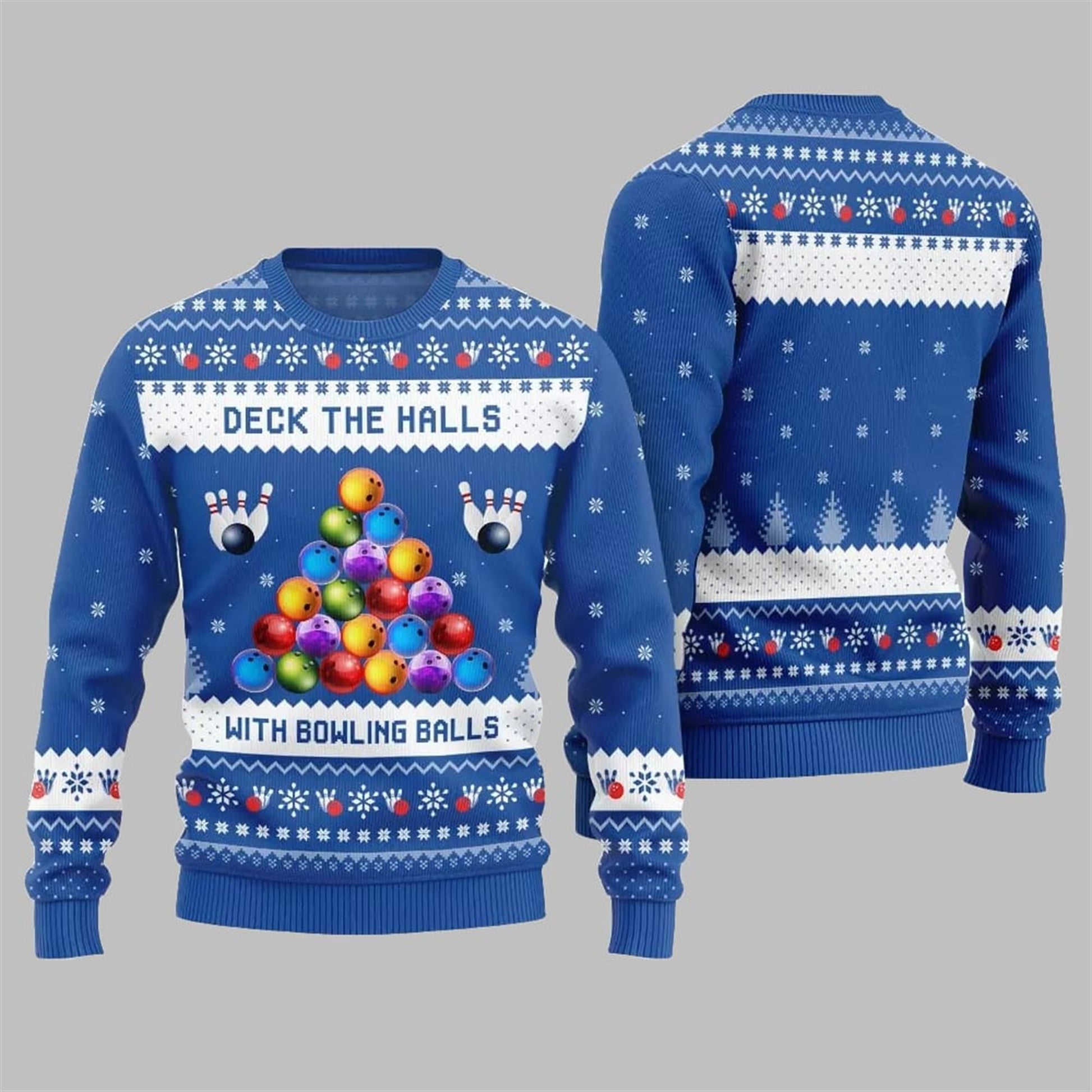 2026 Christmas Deck The Halls Bowling Ugly Sweater - Moonbestprint