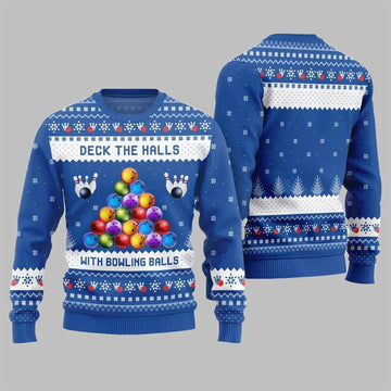 2026 Christmas Deck The Halls Bowling Ugly Sweater - Moonbestprint