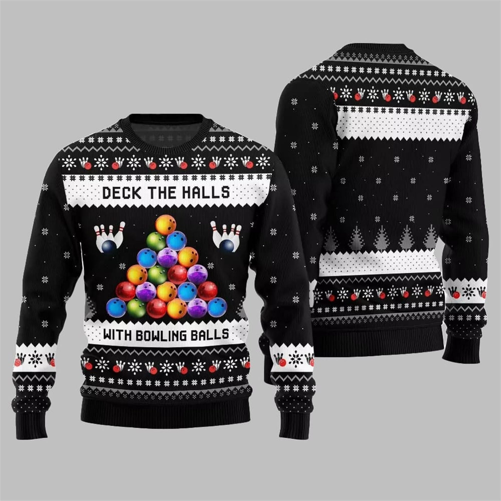 2026 Christmas Deck The Halls Bowling Ugly Sweater - Moonbestprint