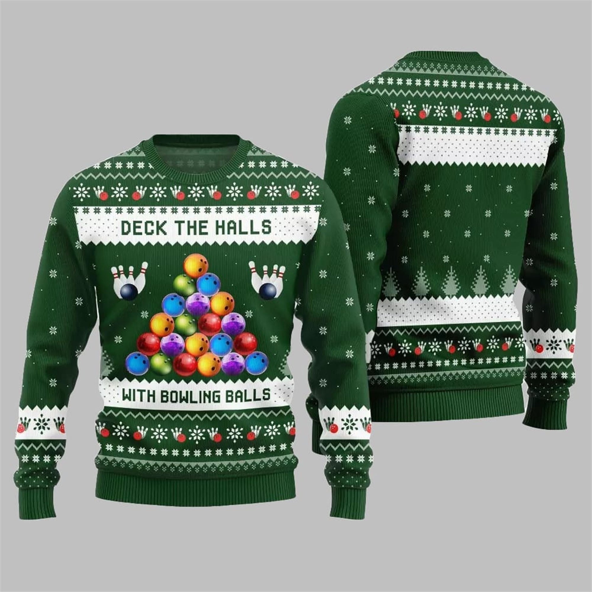 2026 Christmas Deck The Halls Bowling Ugly Sweater - Moonbestprint
