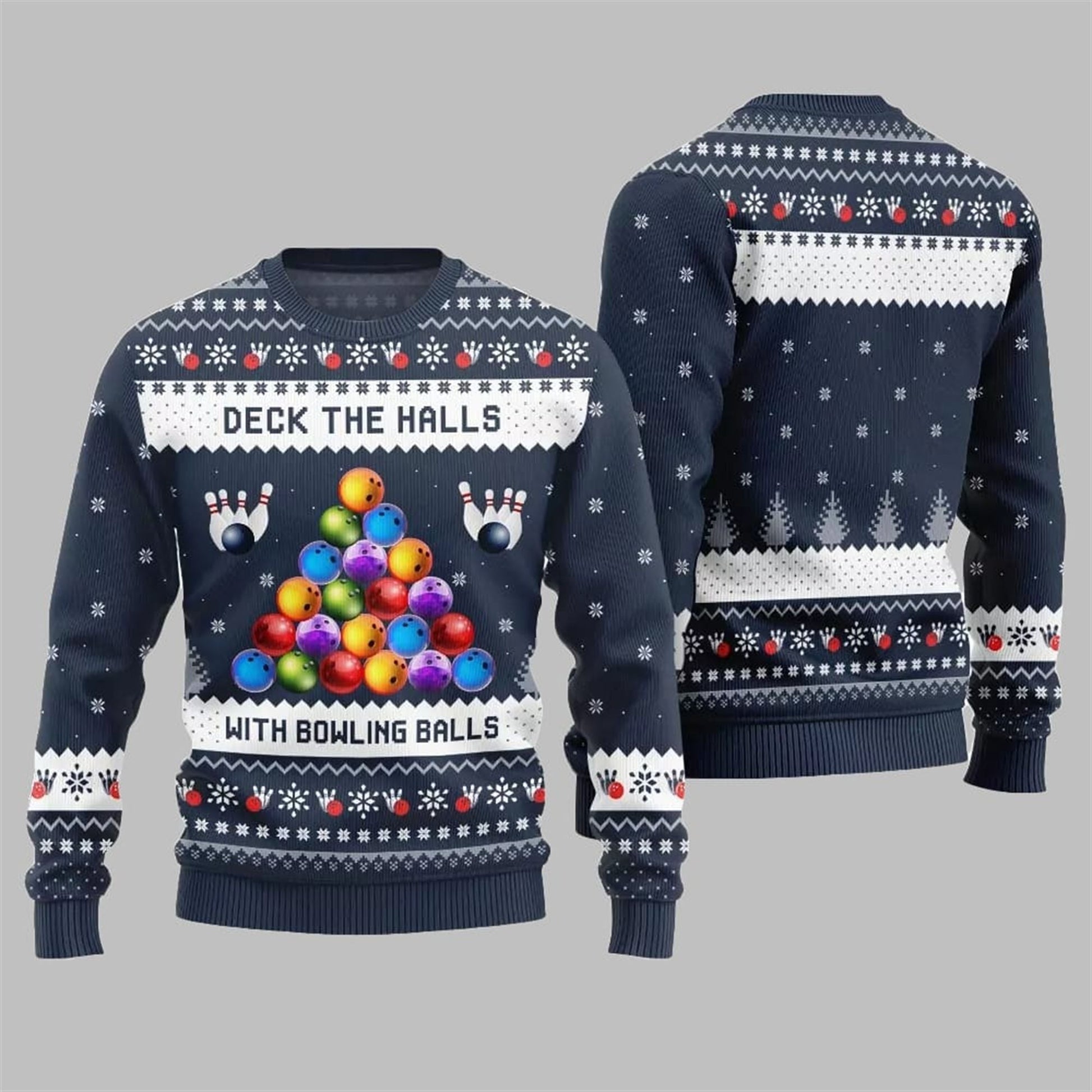 2026 Christmas Deck The Halls Bowling Ugly Sweater - Moonbestprint