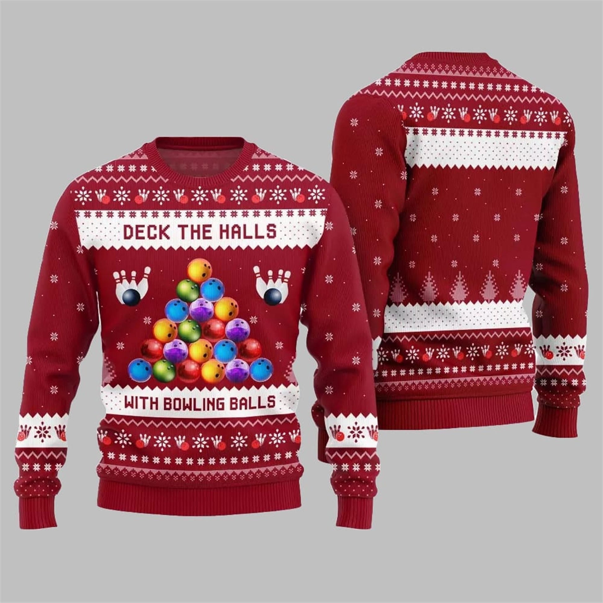 2026 Christmas Deck The Halls Bowling Ugly Sweater - Moonbestprint