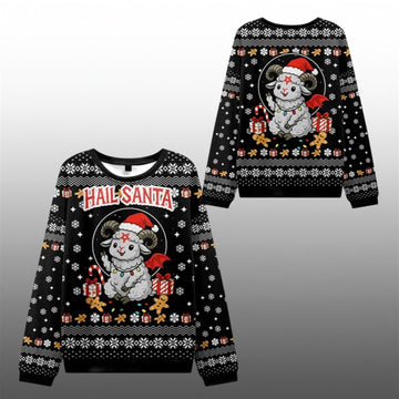 2026 Christmas Devil Sheep Hail Santa Ugly Sweater - Moonbestprint