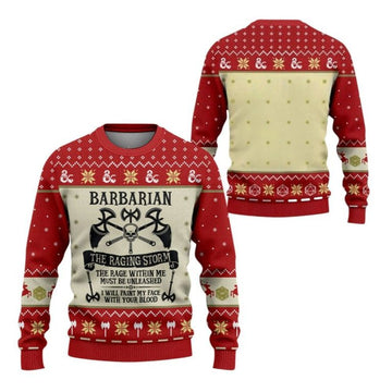 2025 Christmas DnD Barbarian The Raging Storm Ugly Sweater – Moonbestprint