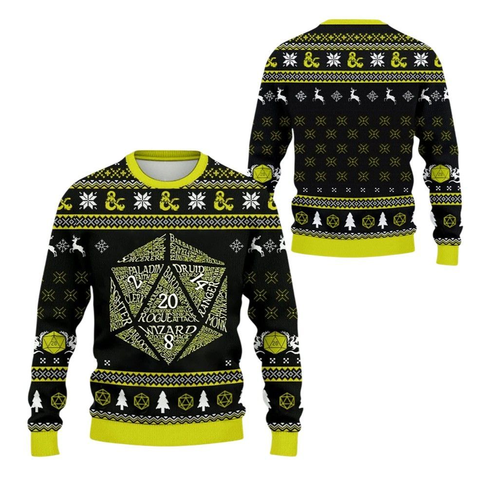 2026 Christmas DnD Classes Ugly Christmas Sweater - Moonbestprint