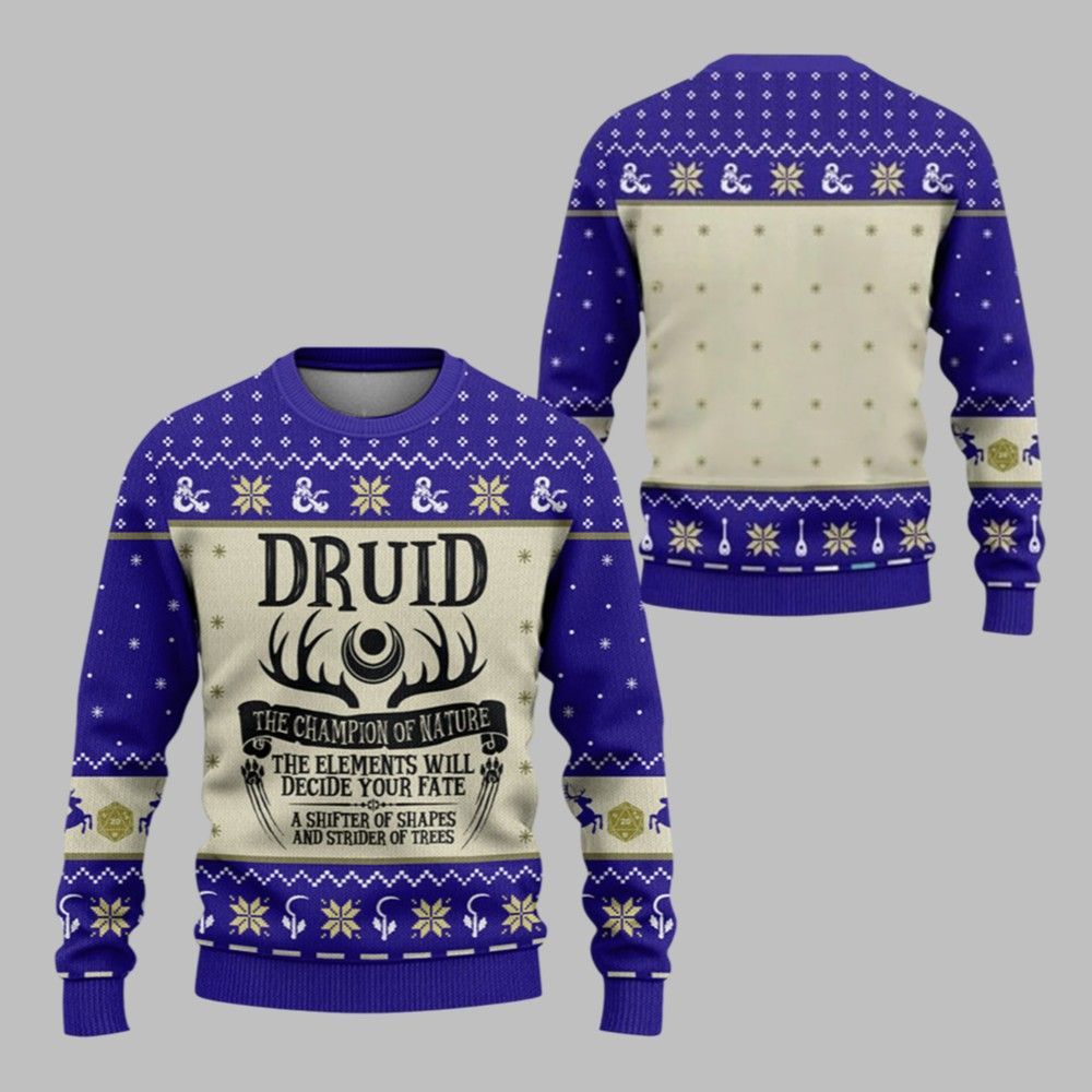 2026 Christmas DnD Druid The Champion Of Nature Ugly Sweater - Moonbestprint