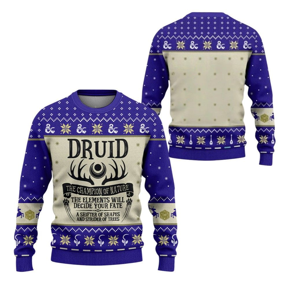 2026 Christmas DnD Druid The Champion Of Nature Ugly Sweater - Moonbestprint