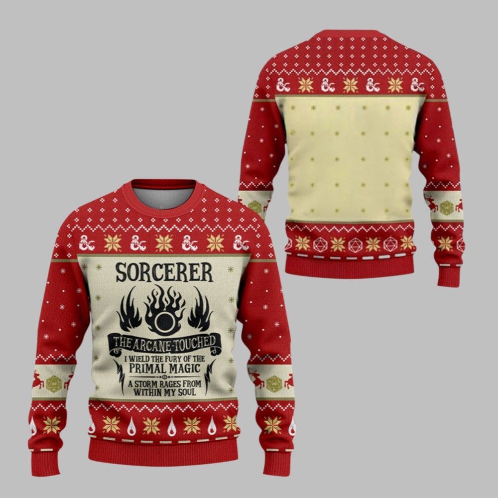 2026 Christmas DnD Sorcerer The Arcane Touched Ugly Sweater - Moonbestprint