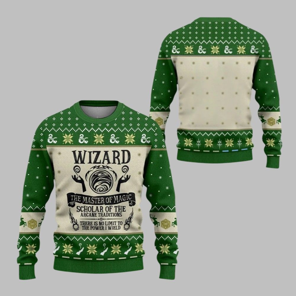 2026 Christmas DnD Wizard The Master Of Magic Ugly Sweater - Moonbestprint