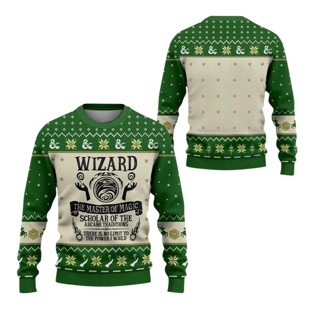 2026 Christmas DnD Wizard The Master Of Magic Ugly Sweater - Moonbestprint