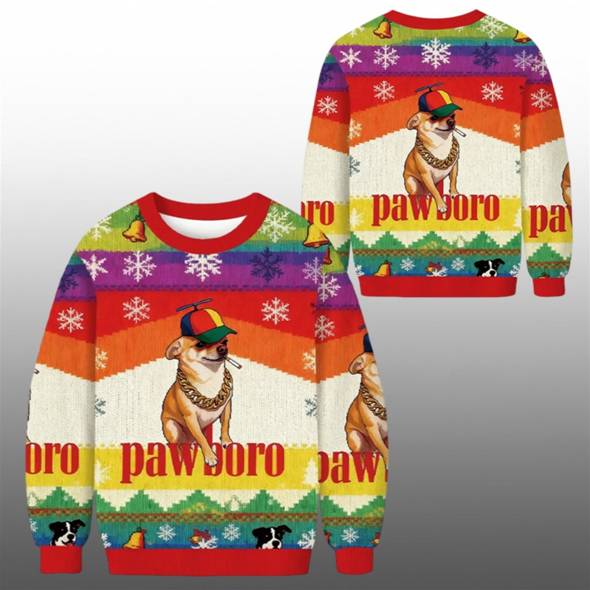 2026 Christmas Dog Smoking Meme Cigarette Ugly Sweater - Moonbestprint