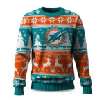 2025 Christmas Dolphins Reindeer Football Ugly Sweater – Moonbestprint