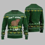 2025 Christmas Dont Worry Be Capy Ugly Christmas Sweater Green – Moonbestprint