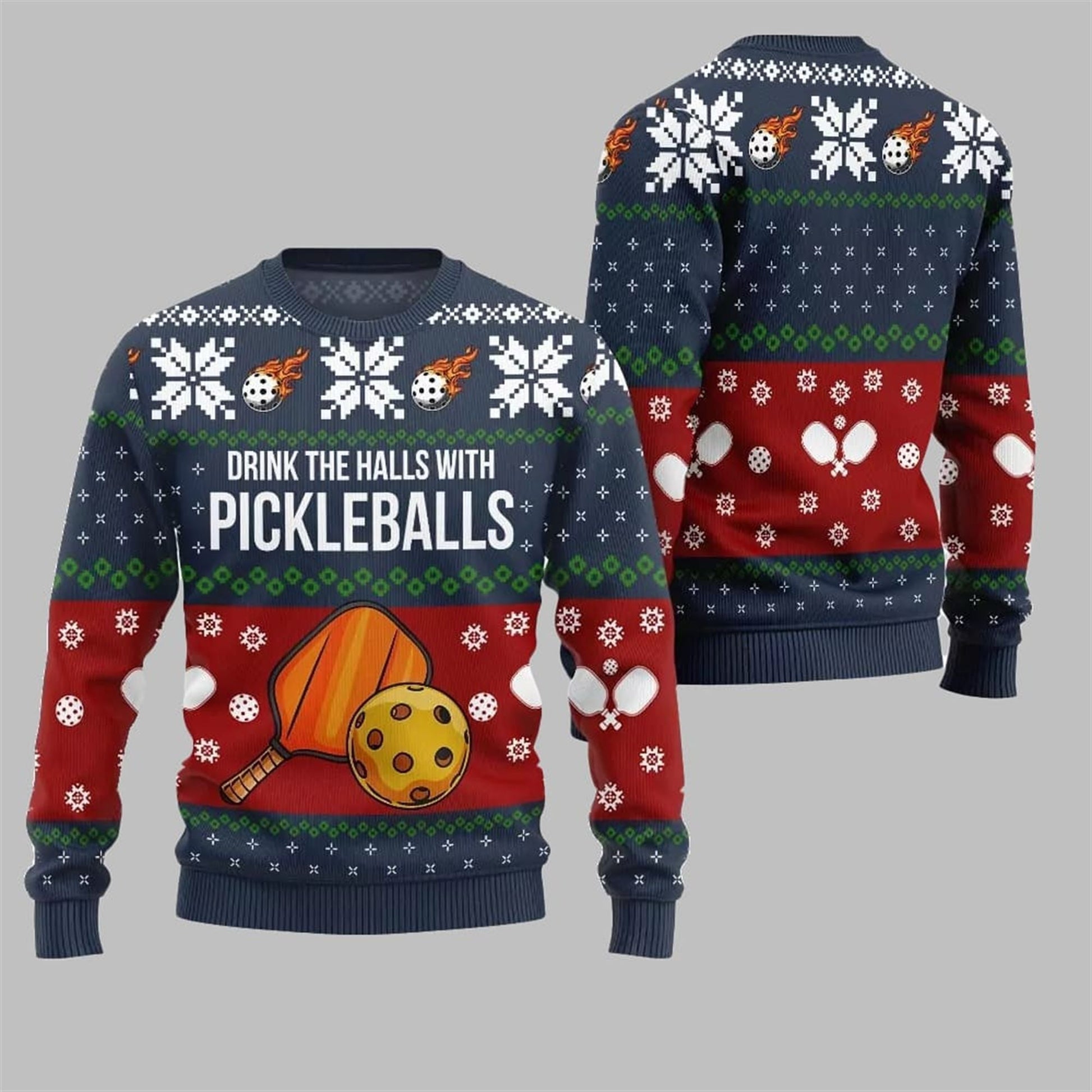 2026 Christmas Drink The Halls With Pickleballs Ugly Sweater - Moonbestprint