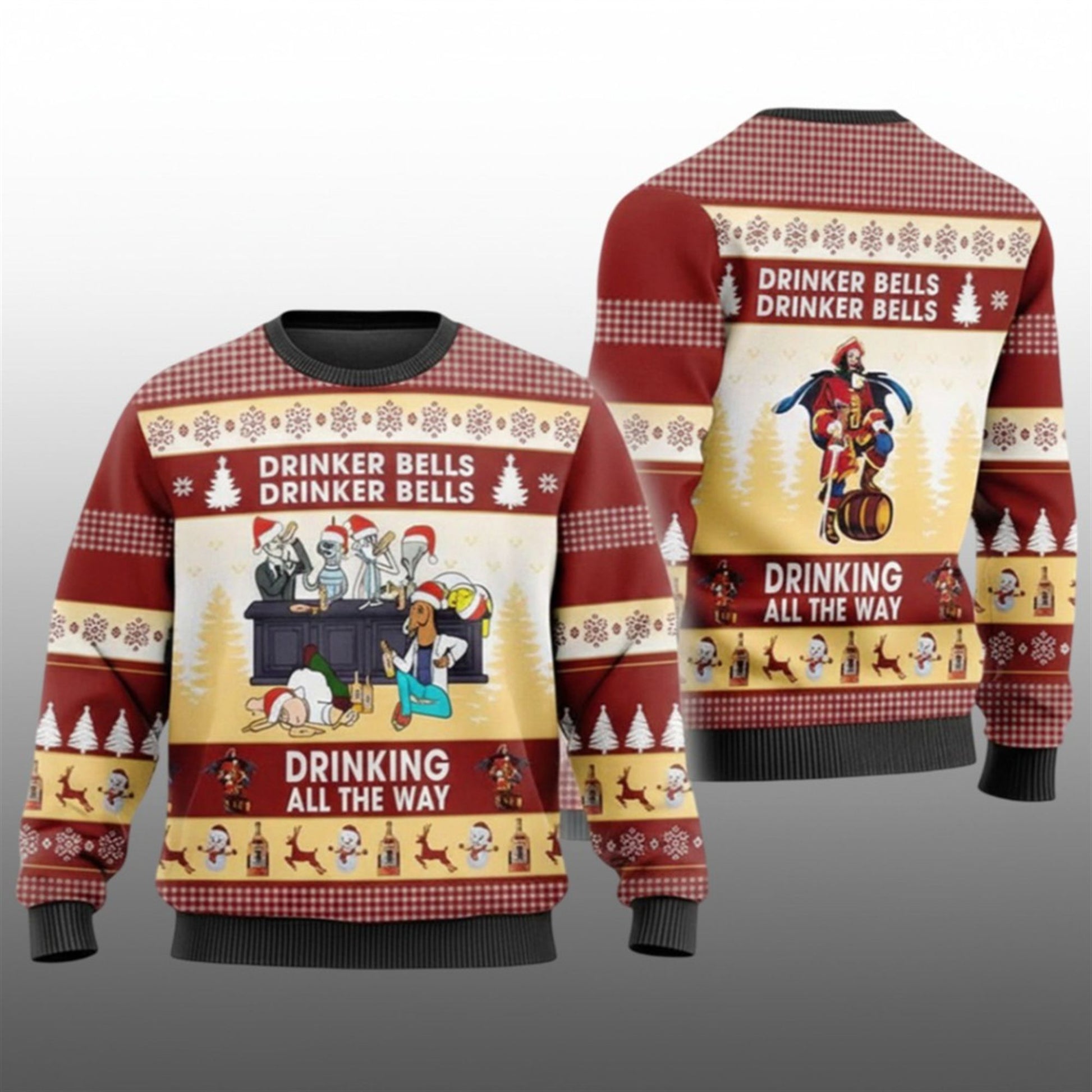 2026 Christmas Drinker Bells Captain Morgan Ugly Sweater - Moonbestprint