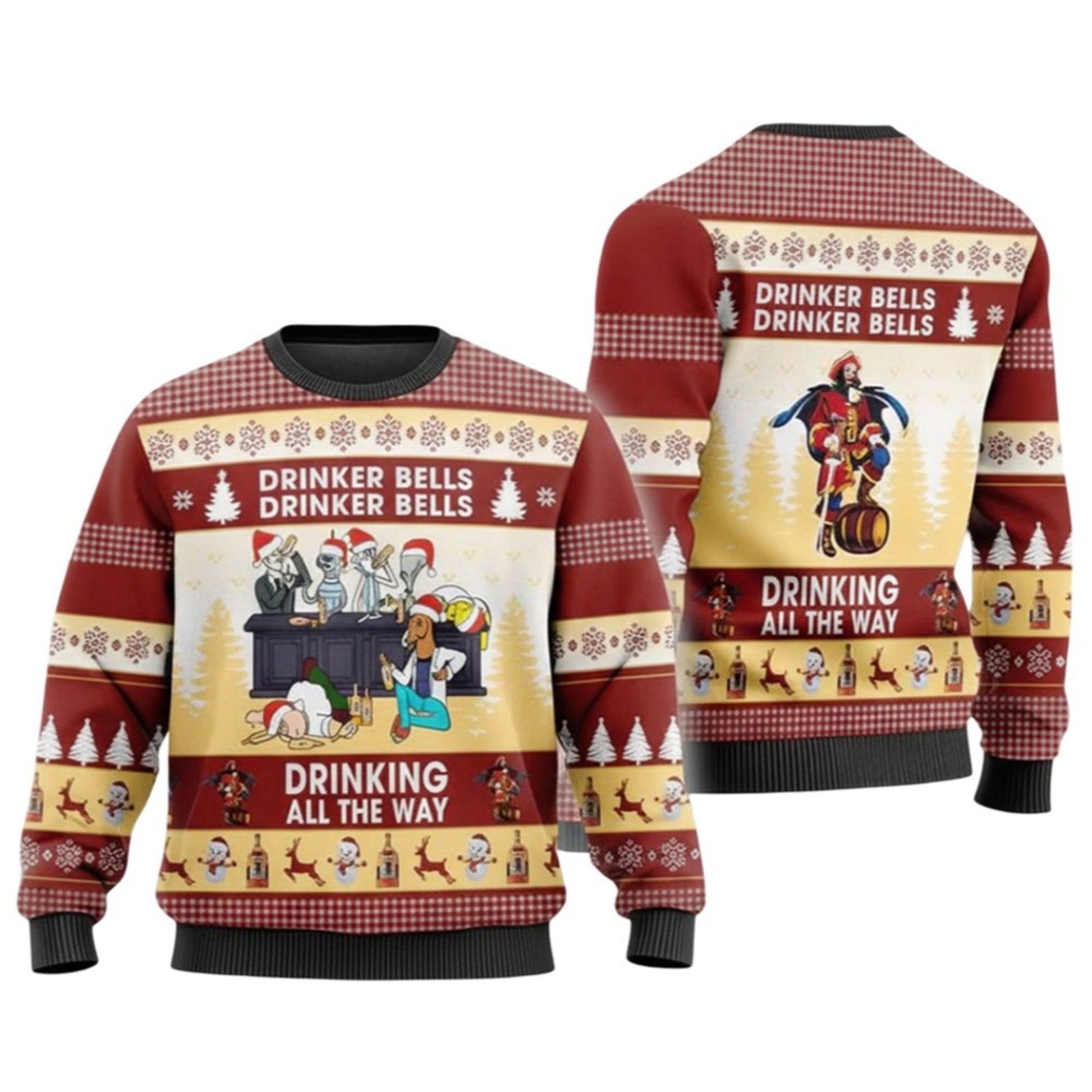 2026 Christmas Drinker Bells Captain Morgan Ugly Sweater - Moonbestprint