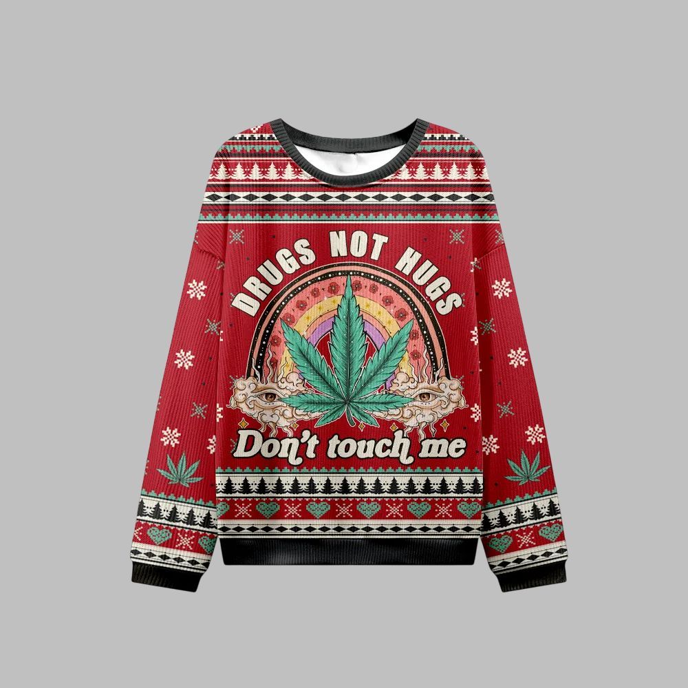 2026 Christmas Drugs Not Hugs Ugly Christmas Sweater - Moonbestprint