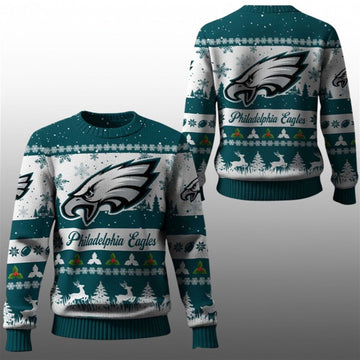2026 Christmas Eagles Festive Reindeer Tree Ugly Sweater - Moonbestprint