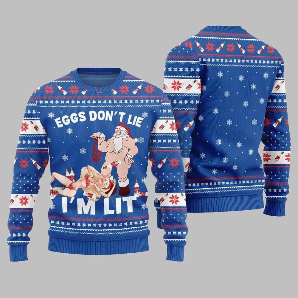 2026 Christmas Eggs Dont Lie Im Lit Naughty Ugly Christmas Sweater - Moonbestprint