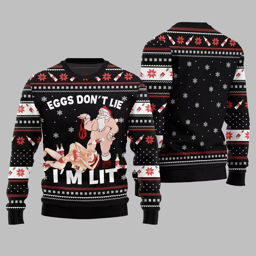 2026 Christmas Eggs Dont Lie Im Lit Naughty Ugly Christmas Sweater - Moonbestprint