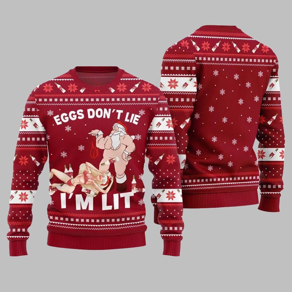 2026 Christmas Eggs Dont Lie Im Lit Naughty Ugly Christmas Sweater - Moonbestprint