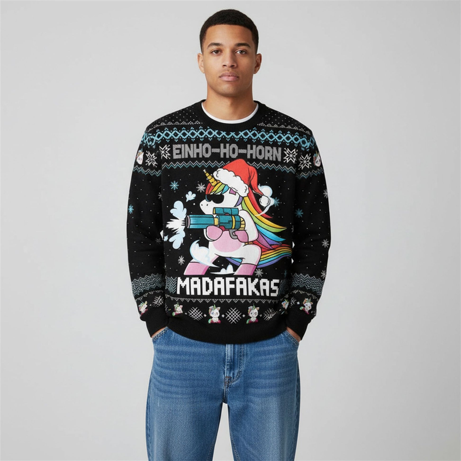2026 Christmas Einho Ho Horn Madadakas Ugly Sweater - Moonbestprint