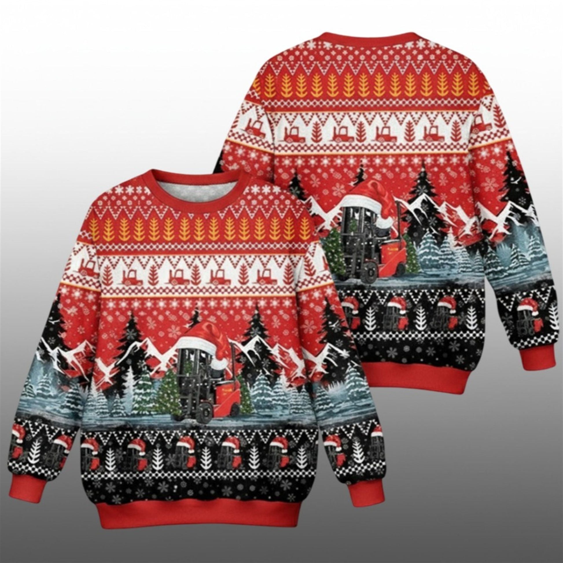 2026 Christmas Electric Forklift Ugly Christmas Sweater - Moonbestprint