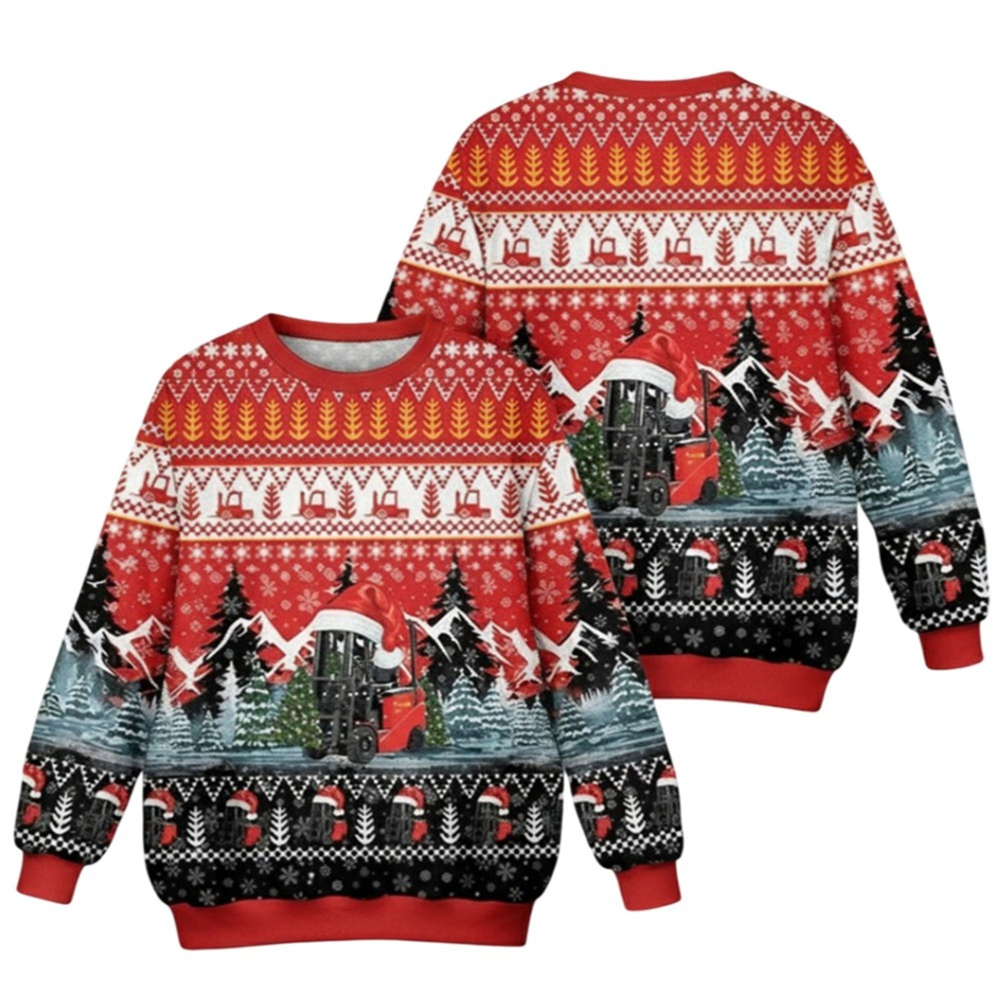 2026 Christmas Electric Forklift Ugly Christmas Sweater - Moonbestprint