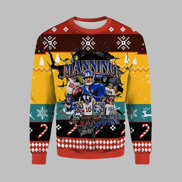 2026 Christmas Eli Manning NY Giants Ugly Christmas Sweater - Moonbestprint