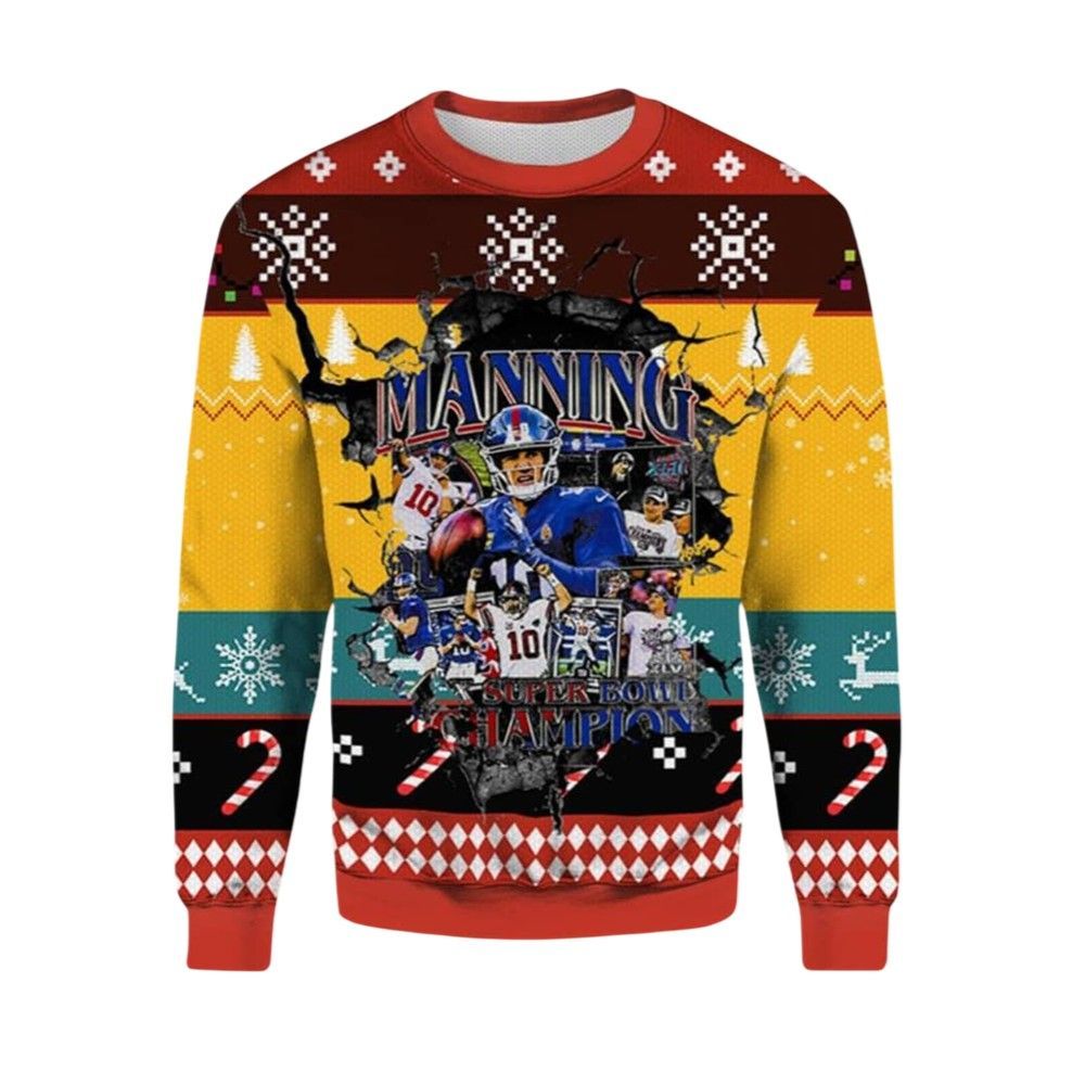 2026 Christmas Eli Manning NY Giants Ugly Christmas Sweater - Moonbestprint