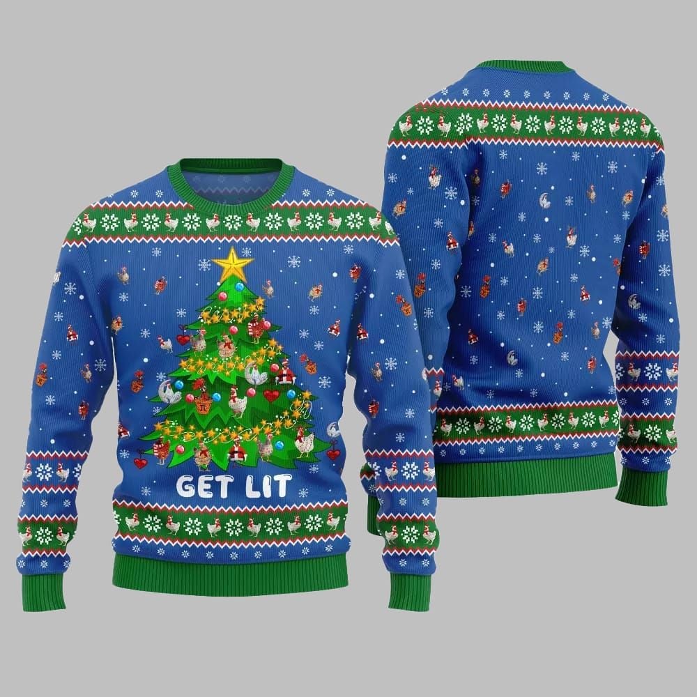 2026 Christmas Epic Chicken Ornament On Christmas Tree Ugly Christmas Sweater - Moonbestprint