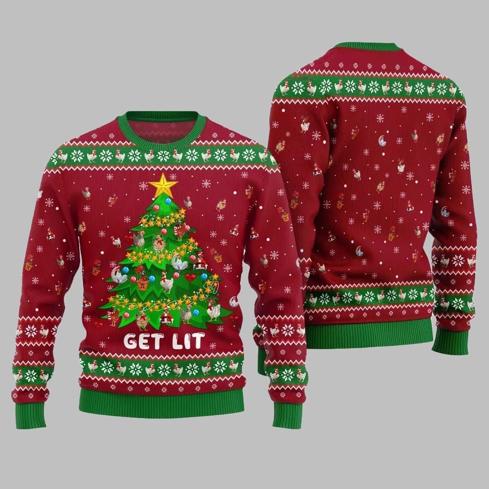 2026 Christmas Epic Chicken Ornament On Christmas Tree Ugly Christmas Sweater - Moonbestprint
