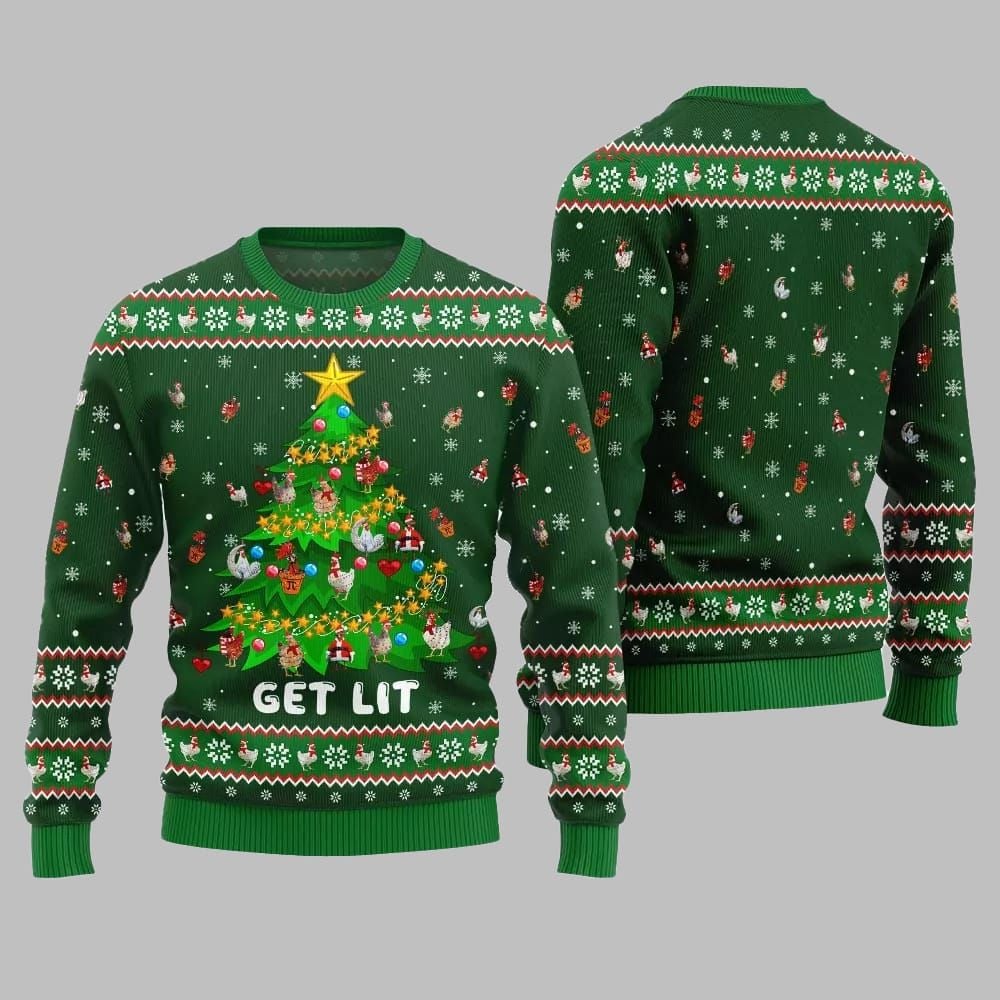 2026 Christmas Epic Chicken Ornament On Christmas Tree Ugly Christmas Sweater - Moonbestprint