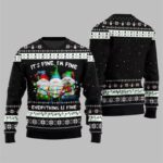 2025 Christmas Everything Is Fine Gnome Ugly Sweater Black – Moonbestprint