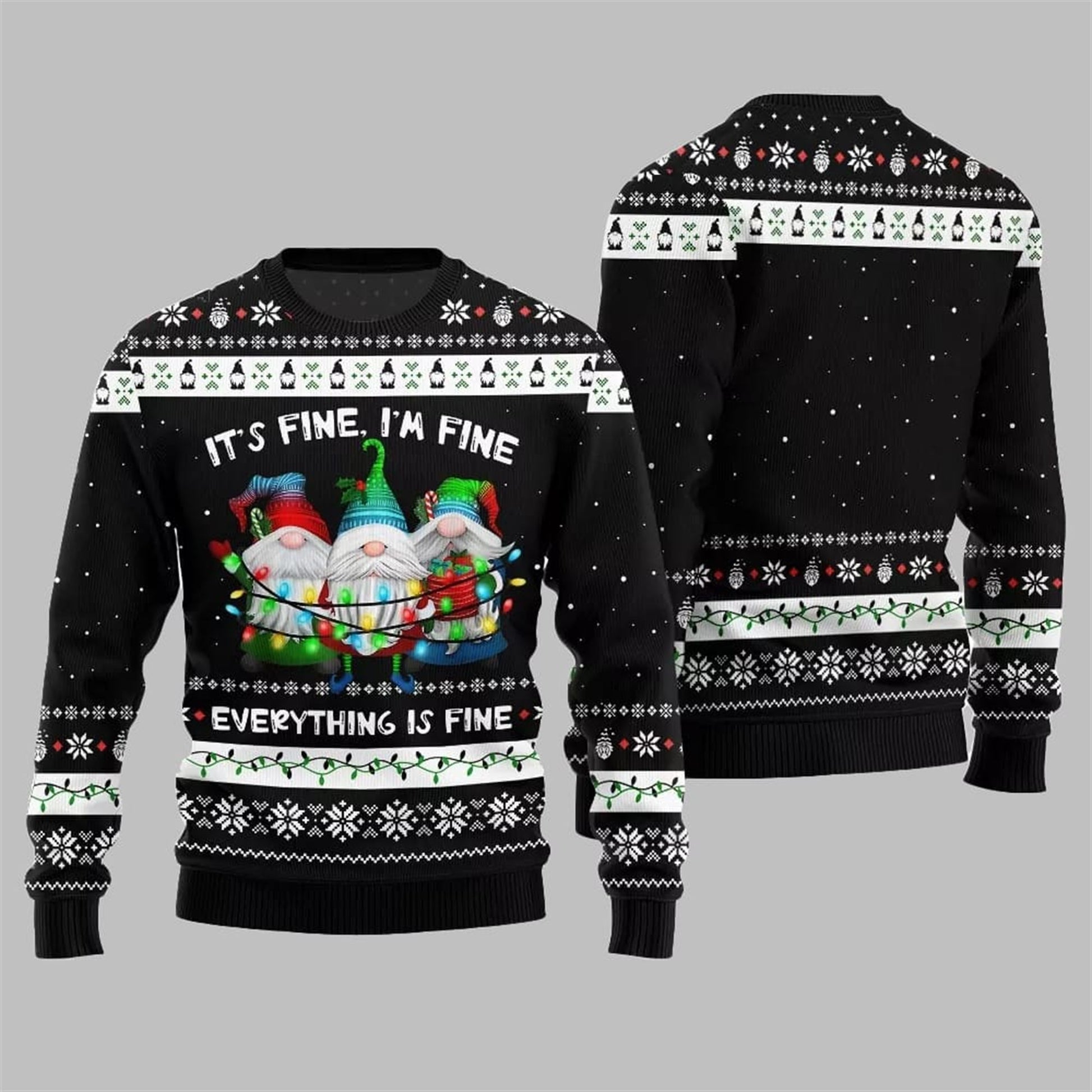 2026 Christmas Everything Is Fine Gnome Ugly Sweater - Moonbestprint