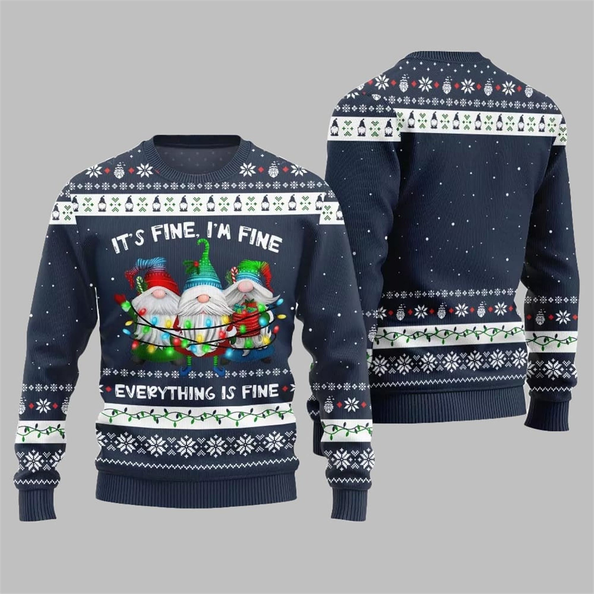 2026 Christmas Everything Is Fine Gnome Ugly Sweater - Moonbestprint