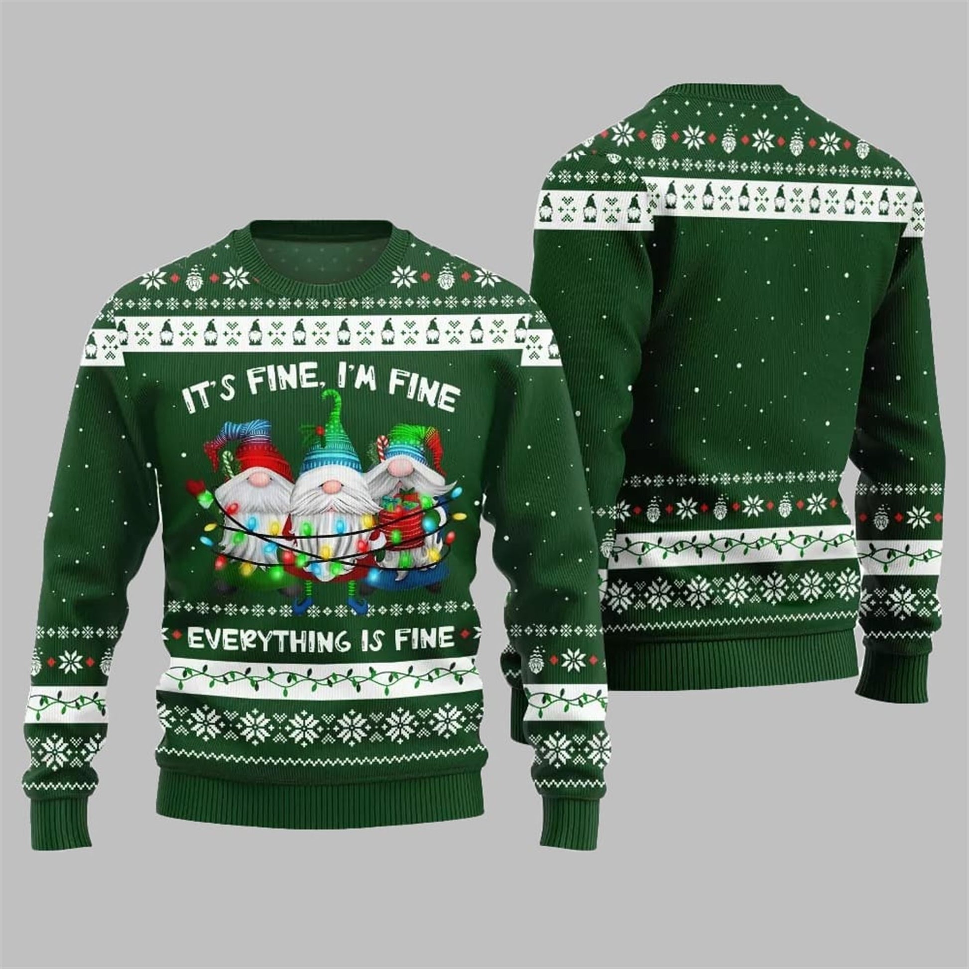 2026 Christmas Everything Is Fine Gnome Ugly Sweater - Moonbestprint