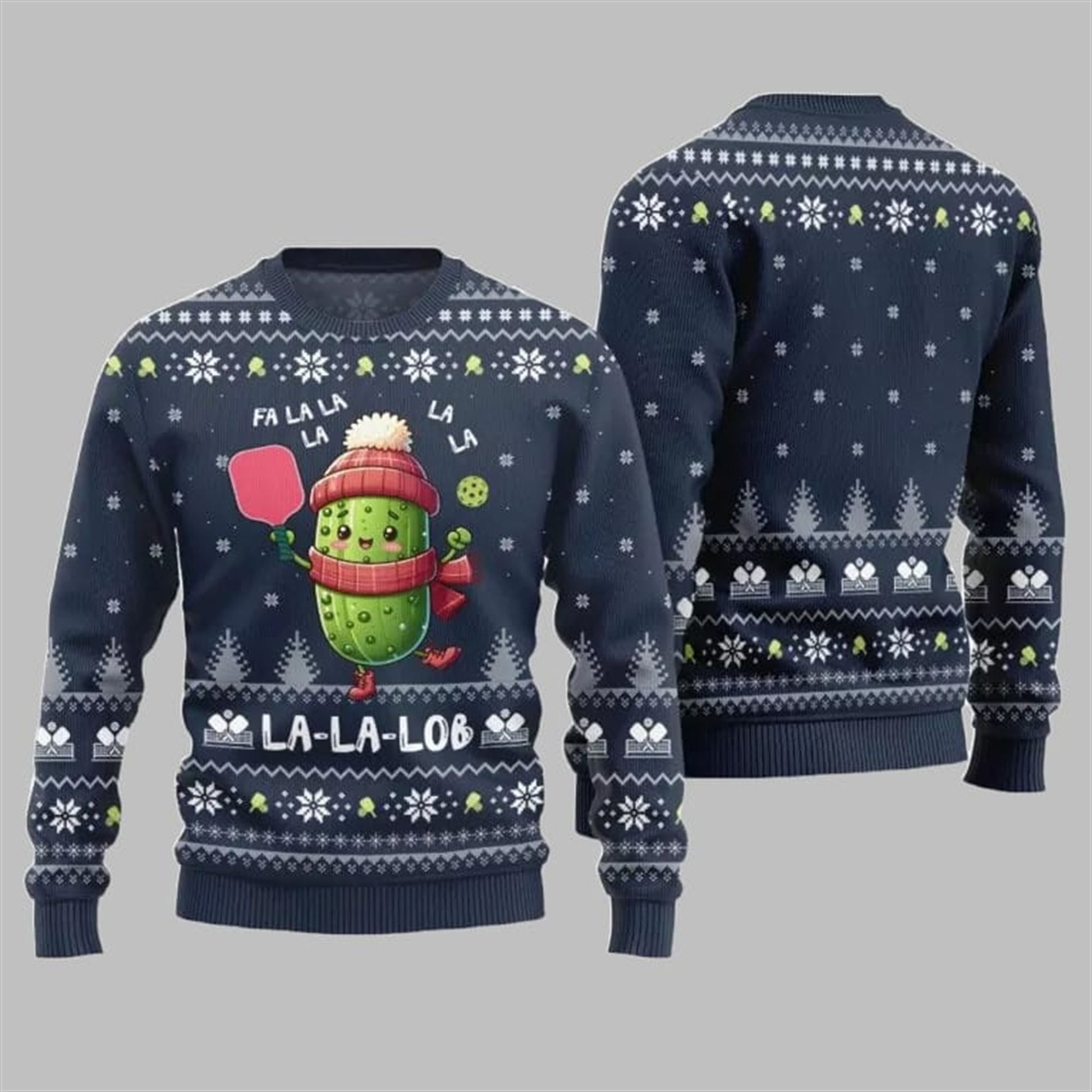 2026 Christmas Fa La Lob Pickleball Ugly Sweater - Moonbestprint