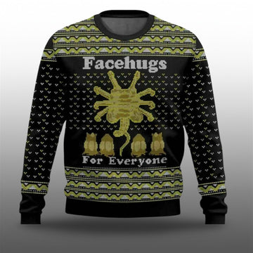 2026 Christmas FaceHugs For Everyone Alien Ugly Sweater - Moonbestprint