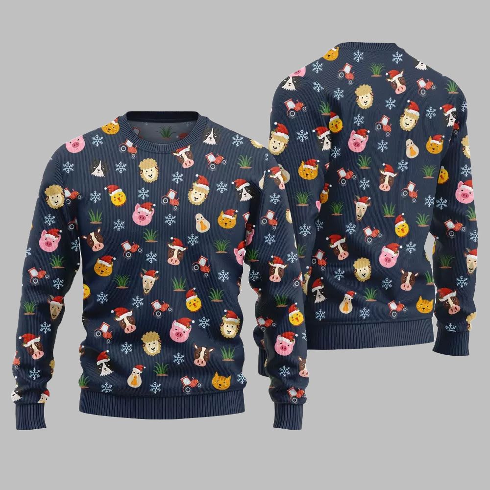 2026 Christmas Farm Animal Cute Ugly Christmas Sweater - Moonbestprint