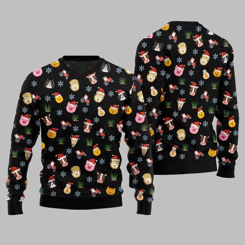 2026 Christmas Farm Animal Cute Ugly Christmas Sweater - Moonbestprint