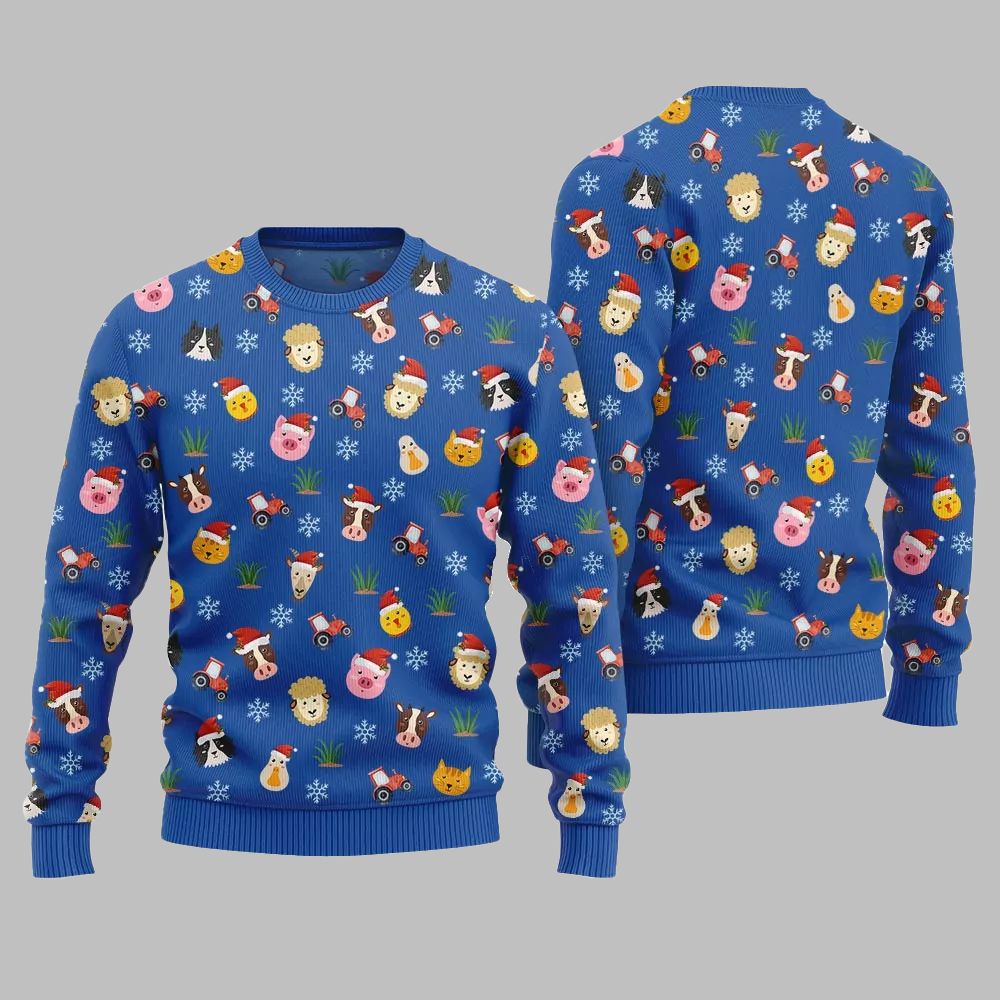 2026 Christmas Farm Animal Cute Ugly Christmas Sweater - Moonbestprint