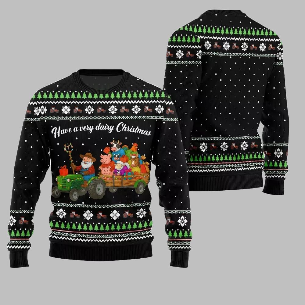 2026 Christmas Farming have A Very Dairy Christmas Ugly Christmas Sweater - Moonbestprint