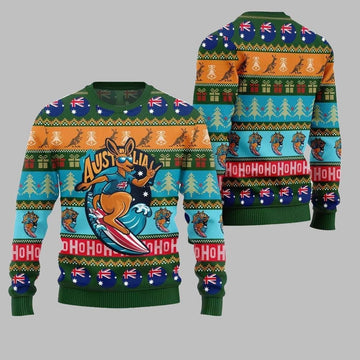 2026 Christmas Festive Australia Kangaroo Holiday Jumper Ugly Christmas Sweater - Moonbestprint